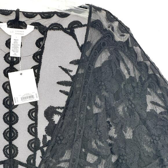 Lauren Conrad Tie Front Lace Shrug Women One Size Black Lightweight 3/4 Sleeve - Picture 5 of 10